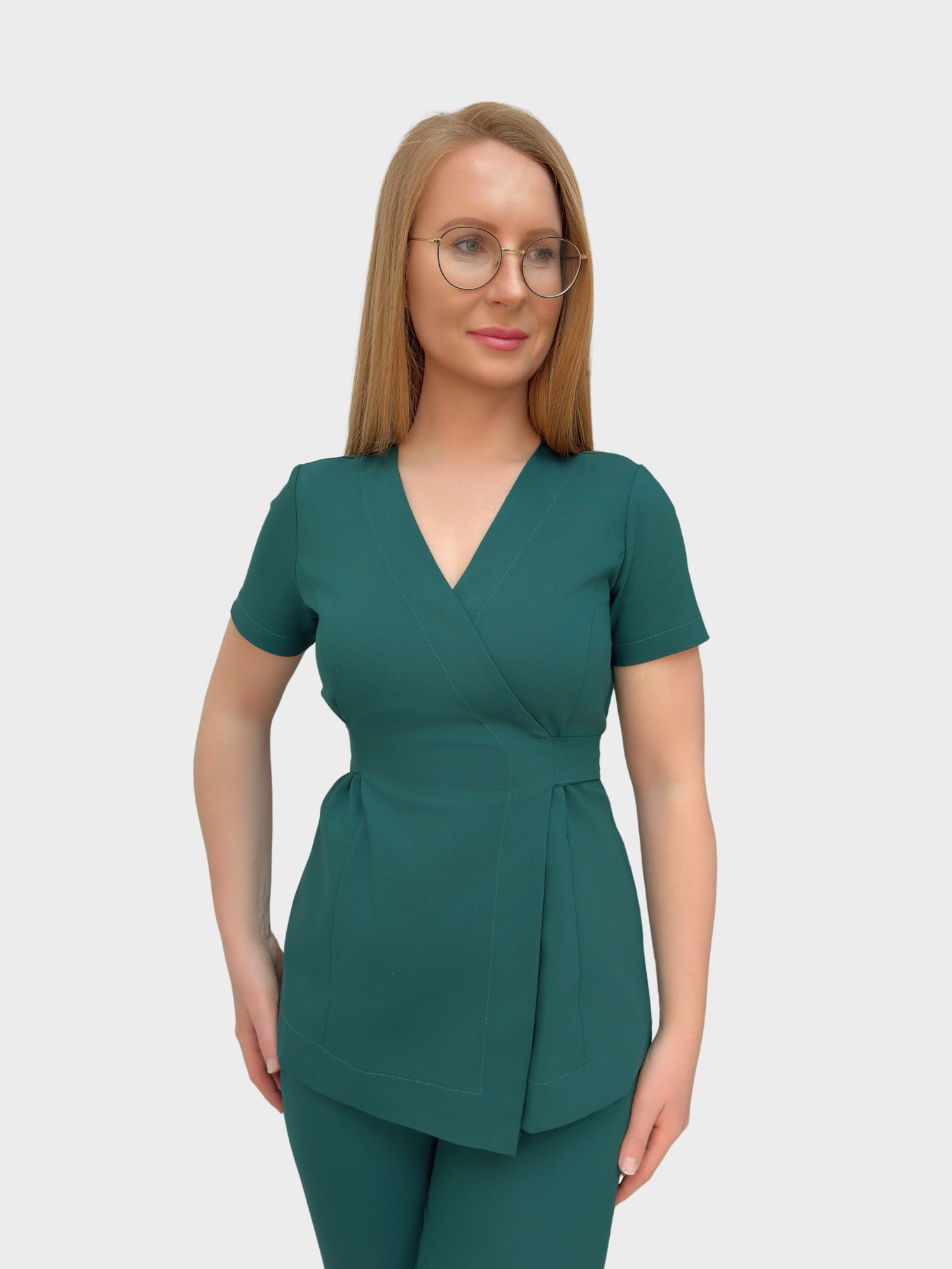 Beauty Uniform Top Charlotte - Bottle Green