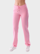 Elegant women’s medical scrub trousers in soft pink, premium quality professional uniform for healthcare and wellness staff.